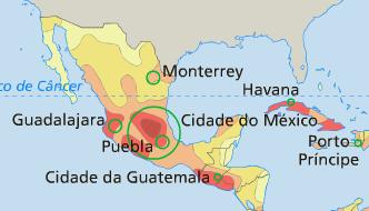 DISTRIBUIÇÃO DA POPULAÇÃO MÉXICO Densidade demográfica: 55 hab/km² Áreas