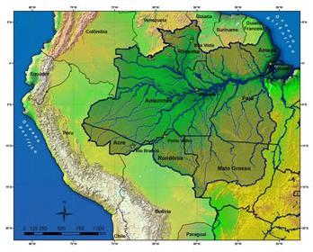 Bacias Hidrográficas REGIÃO HIDROGRÁFICA AMAZÔNICA Constituída pela mais extensa rede hidrográfica do globo terrestre, ocupando uma área total da ordem de 6.110.