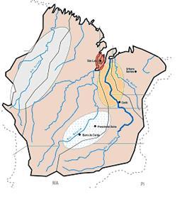 Bacias Hidrográficas REGIÃO HIDROGRÁFICA ATLÂNTICO NORDESTE OCIDENTAL A região hidrográfica Atlântico Nordeste Ocidental apresenta uma vazão média de 2.608 m³/s, ou seja, 1% do total do País.