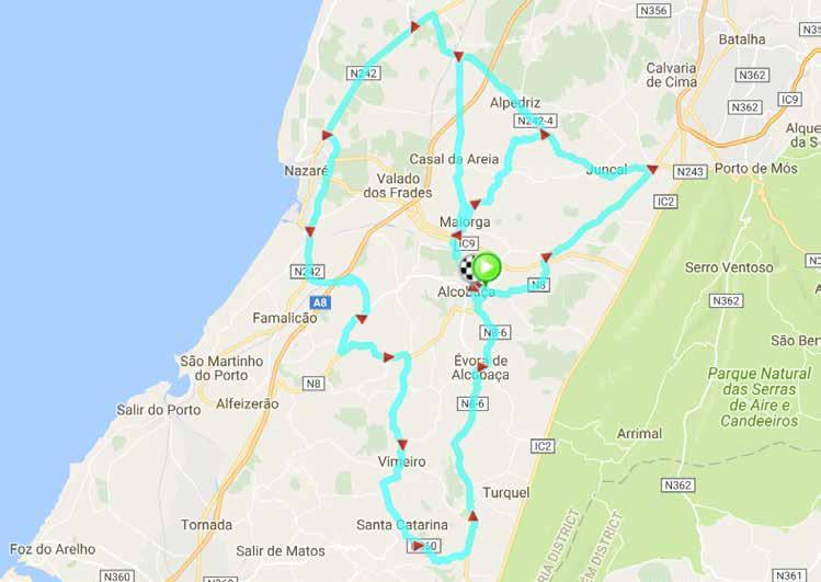 Local de Concentração chegada e partida: Avenida dos Combatentes, Alcobaça