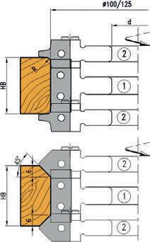 Jogo de porta-lâminas para facejar, chanfrar e bolear Juego de cabezales para cantear, biselar y redondear Nr. D B d Z R MEC 524 1 100 30 30 2 524.101 1 50 30 2 524.102 1 125 30 40/50 3 524.