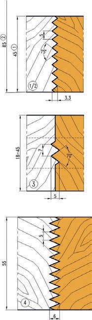 Fresa para união de madeira longitudinal Fresa para juntas longitudinales Nr. D B d Z n min.-max. MAN 165 1 120 48,5 30 2 6400-11100 165.101 1 140 48,5 30/50 3 5500-9500 165.