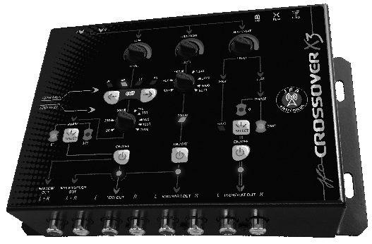 As 3 vias possuem controle individual de LEVEL (nível de audio). A via LOW possui seletor de fase de 0 ou 180.