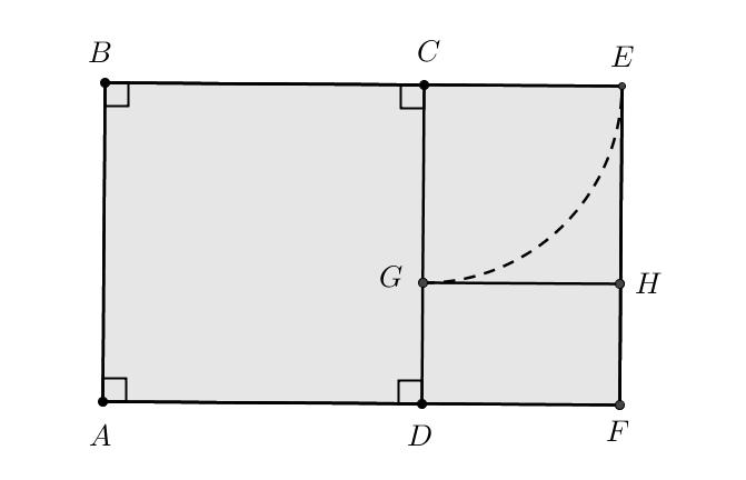 CAPÍTULO 4. ATIVIDADES DIDÁTICAS 77 Figura 46: 4 o Passo: Como desenhar o Retângulo Áureo O retângulo ABEF obtido é áureo.
