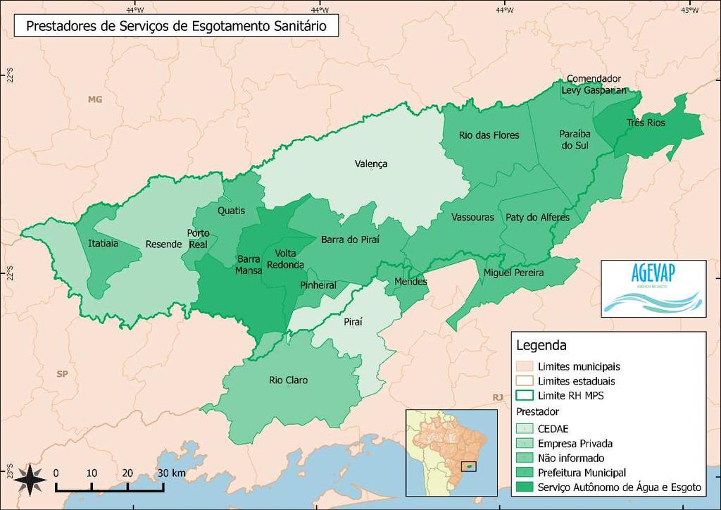 Prestadores de serviços de esgotamento sanitário, por município, segundo dados autodeclarados ao