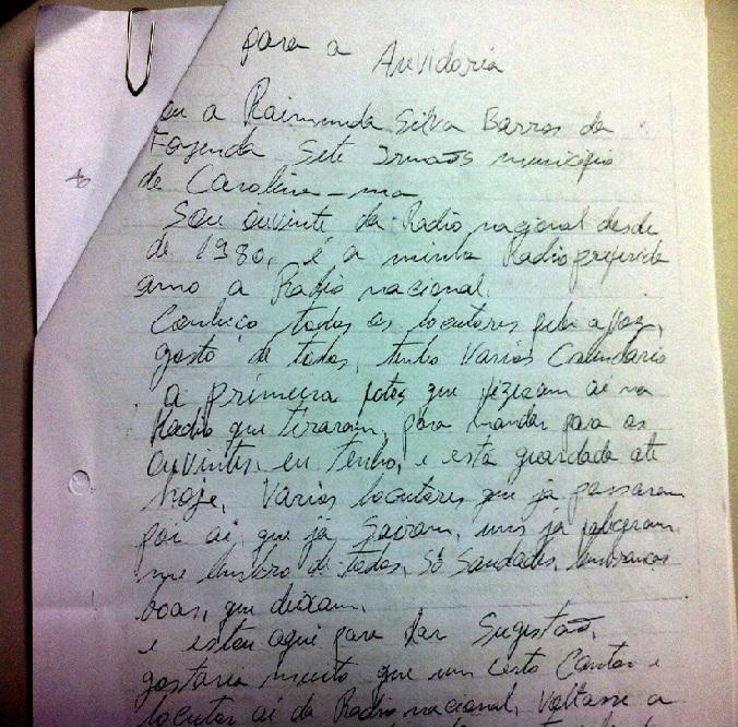 Figura 3: Manifestação à Ouvidoria da EBC via carta enviada pelo correio tradicional. A resposta do órgão também se deu por carta, enviada via Correios.