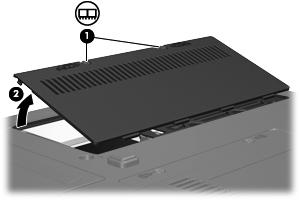 8. Levante a tampa do compartimento do módulo de memória (2) e afaste-a do computador. 9.