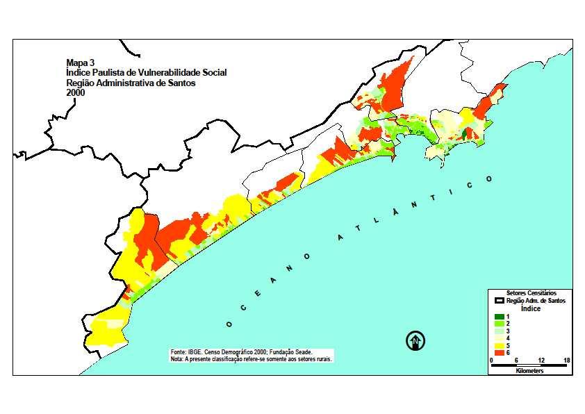 Figura 5.15. - Mapa dos grupos do Índice Paulista de Vulnerabilidade Social - IPVS da RMBS Fonte: Seade/IPVS, 2005. Tabela 5.16.