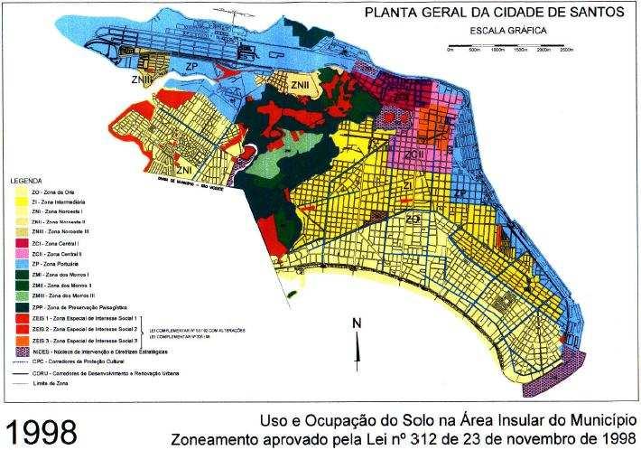 Figura 6.1 - Lei de Uso e ocupação do Solo na área Insular do Município de Santos. Fonte: Carriço, 2006, p.385.