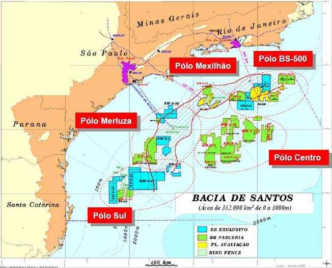 O Pré-sal 10 é uma área de aproximadamente 800 km de extensão que se estende do litoral do Espírito Santo até Santa Catarina e abrange três bacias sedimentares: Espírito Santo, Campos e Santos.