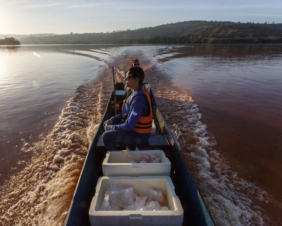 AÇÕES AMBIENTAIS Monitoramento da água Monitoramento da qualidade da água em 92 pontos ao longo do rio Doce e nas áreas marinhas próximas à foz - 28 pontos no mar, 53 pontos