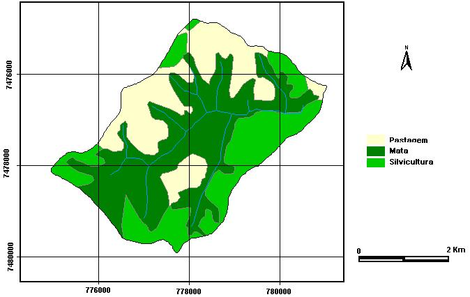 nas paisagens, caracterizadas pela expansão agrícola que vem ocorrendo através das áreas com uso por reflorestamento. Figura 3.