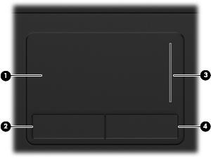 1 Utilização de dispositivos apontadores Componente Descrição (1) TouchPad* Move o cursor e seleciona ou ativa itens na tela.