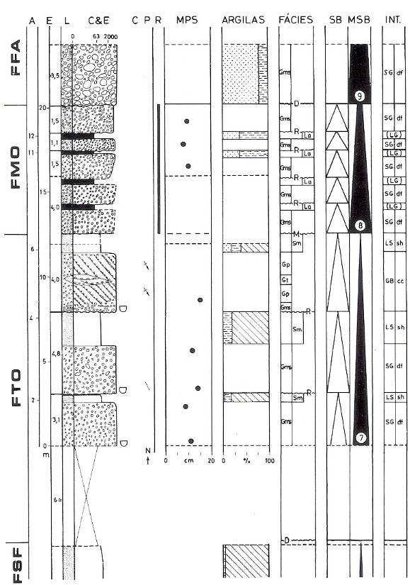 A Fm. Torre (Figura 18), de idade Miocénico Superior (Cunha, 2000 e 2001), é constituída por sedimentos mal calibrados com uma abundante matriz argilosa esmectítica, com alguma ilite e caulinite, e