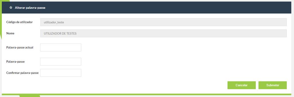 3. Acesso ao SCORE No ecrã de login deve inserir o seu utilizador e a sua palavra-passe, e depois clicar no botão verde Login : Após o primeiro login, o sistema irá solicitar de imediato que altere a