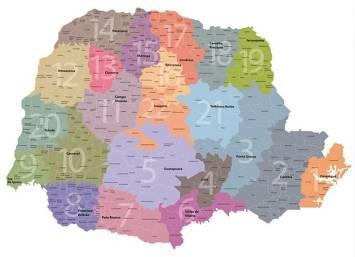 Estrutura de Saúde do Paraná 22 Regiões de Saúde (4 macrorregiões) 399 secretarias municipais de saúde com 2.