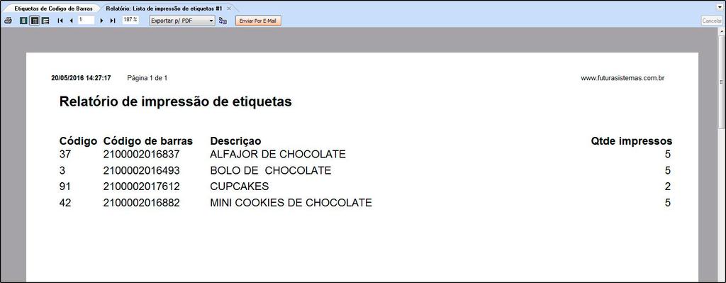 Etiquetas Informações Detalhadas FS161 Sistema: Futura Server Caminho: Etiquetas >Produto>Código de Barras Inf. Detalhadas Referência: FS161 Versão: 2017.09.