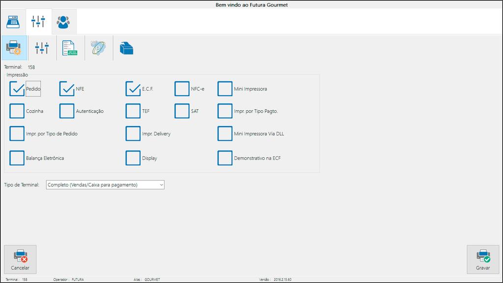 Sempre que for habilitada uma opção o sistema criará uma nova aba para inserir as configurações necessárias.