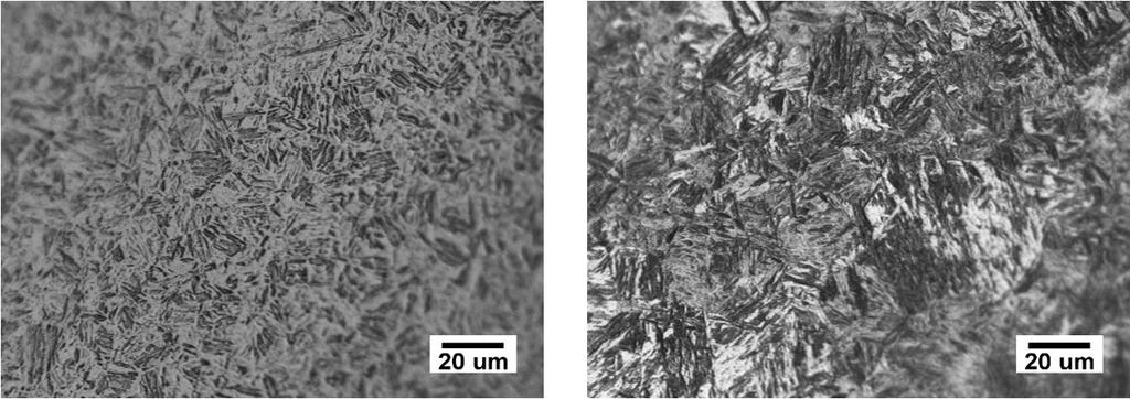 ISSN 1516-392X Finas ripas de martensita formadas após o tratamento de têmpera são observadas nas Figuras 2a e 2b.