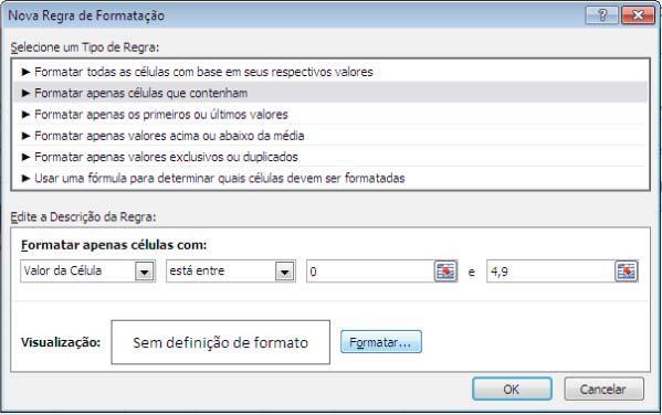 No caso das notas abaixo da média, os valores a serem digitados devem ficar entre 0 (zero) e 4,9 (quatro virgula nove).