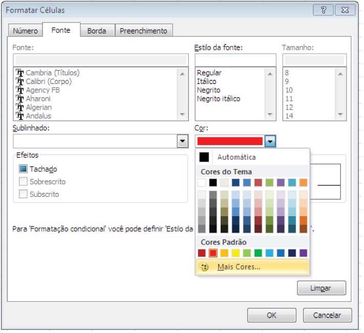 Utilização da Informática para a Análise de Conteúdo Aula 5 (Figura 13: Formatando cor da fonte).