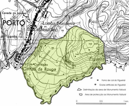 Figura 10 Delimitação da área de Monumento Natural da Pedreira do Campo e da respectiva área