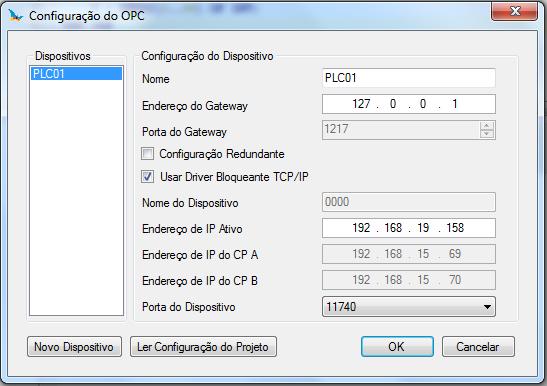 Figura 3 Configuração do Servidor OPC no MasterTool 4.