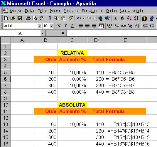 CÉLULAS RELATIVAS E ABSOLUTAS (F4) Para alterar/editar uma fórmula ou função basta posicionar o ponteiro do mouse sobre a fórmula ou função