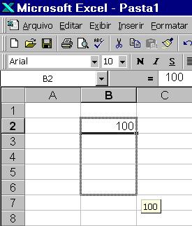 COPIANDO CÉLULAS ( CTRL C ) Posicione o ponteiro do mouse exatamente no canto inferior direito da célula (setinha vermelha), no cantinho da célula há um pequeno ponto,