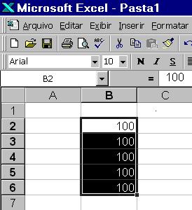 Observe o exemplo acima a sombra que o Excel cria quando a cópia esta sendo feita.