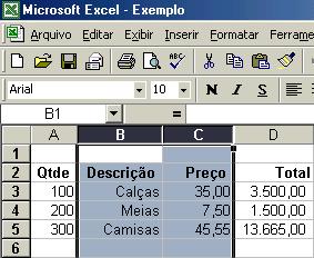 Se for clicado em Excluir será excluído a coluna marcada. INSERINDO DUAS COLUNAS Neste exemplo será inserido duas colunas antes da coluna D.