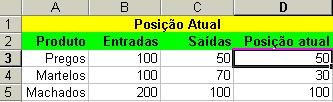 Clique na célula B3 da planilha Posição atual e copie a formula para baixo.