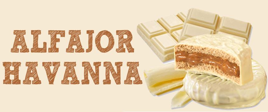 Alfajor Havanna com cobertura de chocolate branco Alfajor é uma sobremesa que ou é 8 ou 80, pois ou a pessoa ama, ou a pessoa odeia.