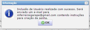 Se o professor já estiver cadastrado será exibida uma mensagem O Grupo de acesso