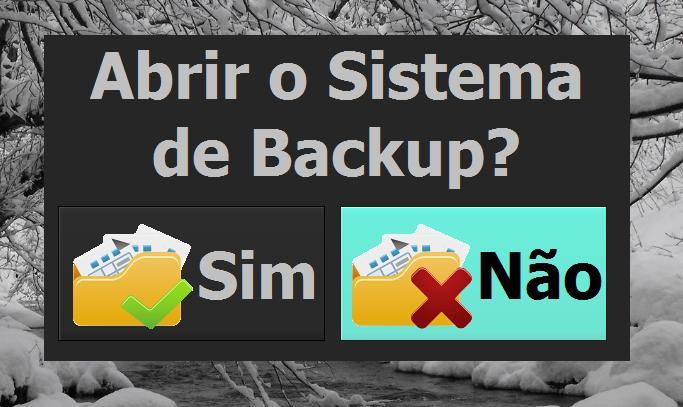 ATENÇÃO: Caso o botão NÃO for pressionado, o sistema será fechado e não estará programado para fazer o backup.