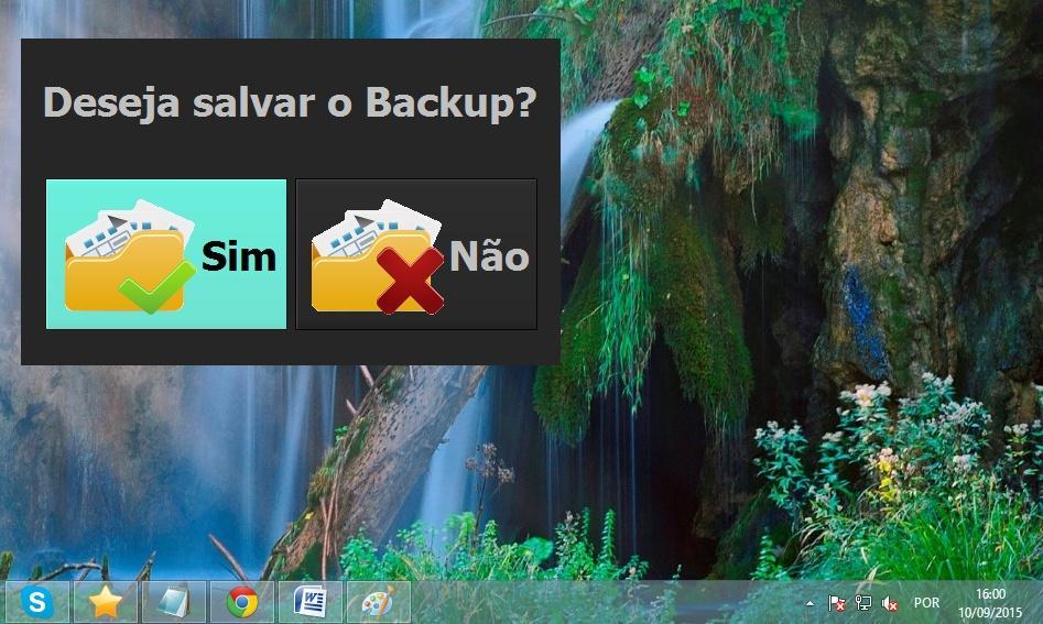 Quando o backup for finalizado, será mostrada uma