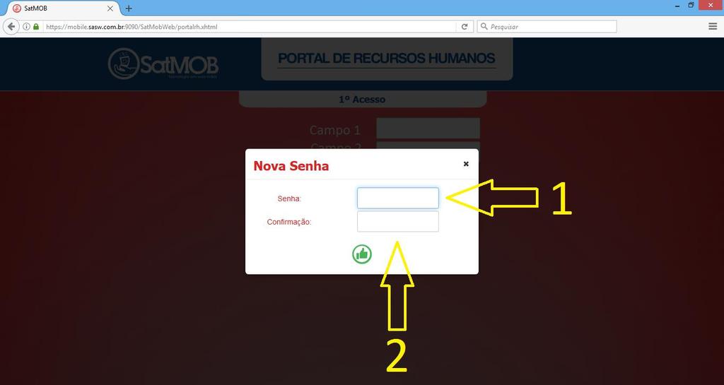 para o funcionário digitar a nova senha abrirá.