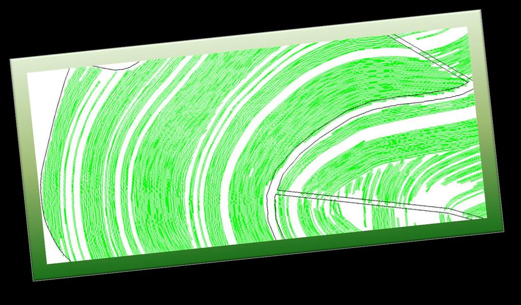 Inserção de setas ao longo das linhas de sulcação obtidas a partir dos levantamentos de campo, facilitando a visualização do seu sentido e