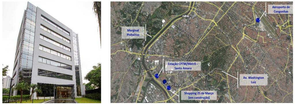 O edifício possui 7 andares, dois conjuntos por andar, subsolo e 46 vagas de garagem divididas entre o subsolo e o pátio externo.