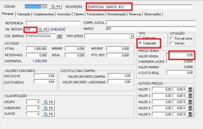 ESTÁGIO 3 **Cadastrando nossos custos** O modulo Manufatura leva o valor de custo (definido previamente na configuração do