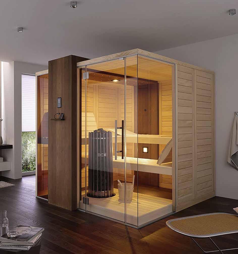 Sauna Edge equipamento e design vanguardistas De design visionário e com equipamentos exclusivos, esta cabine premium tem uma aparência futurista e impressiona ao mesmo tempo com a sua elevada