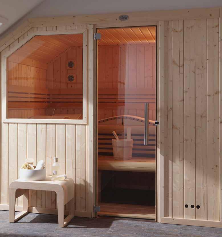 Sauna Ambiente a melhor experiência... na dimensão que desejar A sauna AMBIENTE oferece novas perspetivas e uma aparência moderna, que se integra perfeitamente em qualquer ambiente.