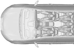 Protecção dos ocupantes Para localização de itens: Consulte Guia prático (página 10). Nota: O airbag ao nível dos joelhos tem um limiar de insuflação inferior ao dos airbags dianteiros.