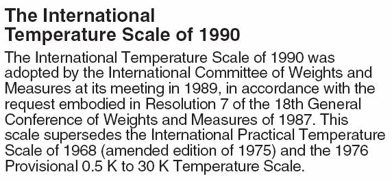 Escala prática internacional de temperatura Convenções internacionais para atribuir valores