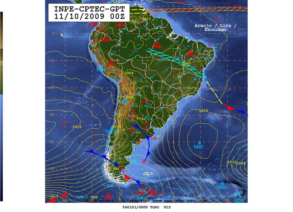 Na carta sinótica de superfície (Figura 08) pode-se observar melhor o posicionamento da ZCOU e a área onde este sistema atuou.