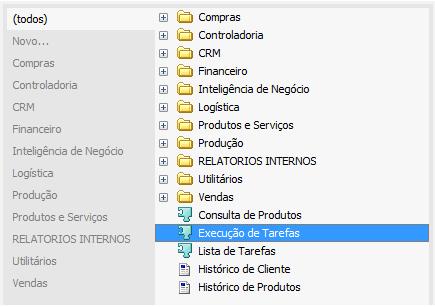 O sistema exibirá as tarefas definidas para o usuário que estiver logado no sistema. Lembrando que os usuários que executarão as tarefas foram definidos nas fases e nas tabelas de locais de estoque.