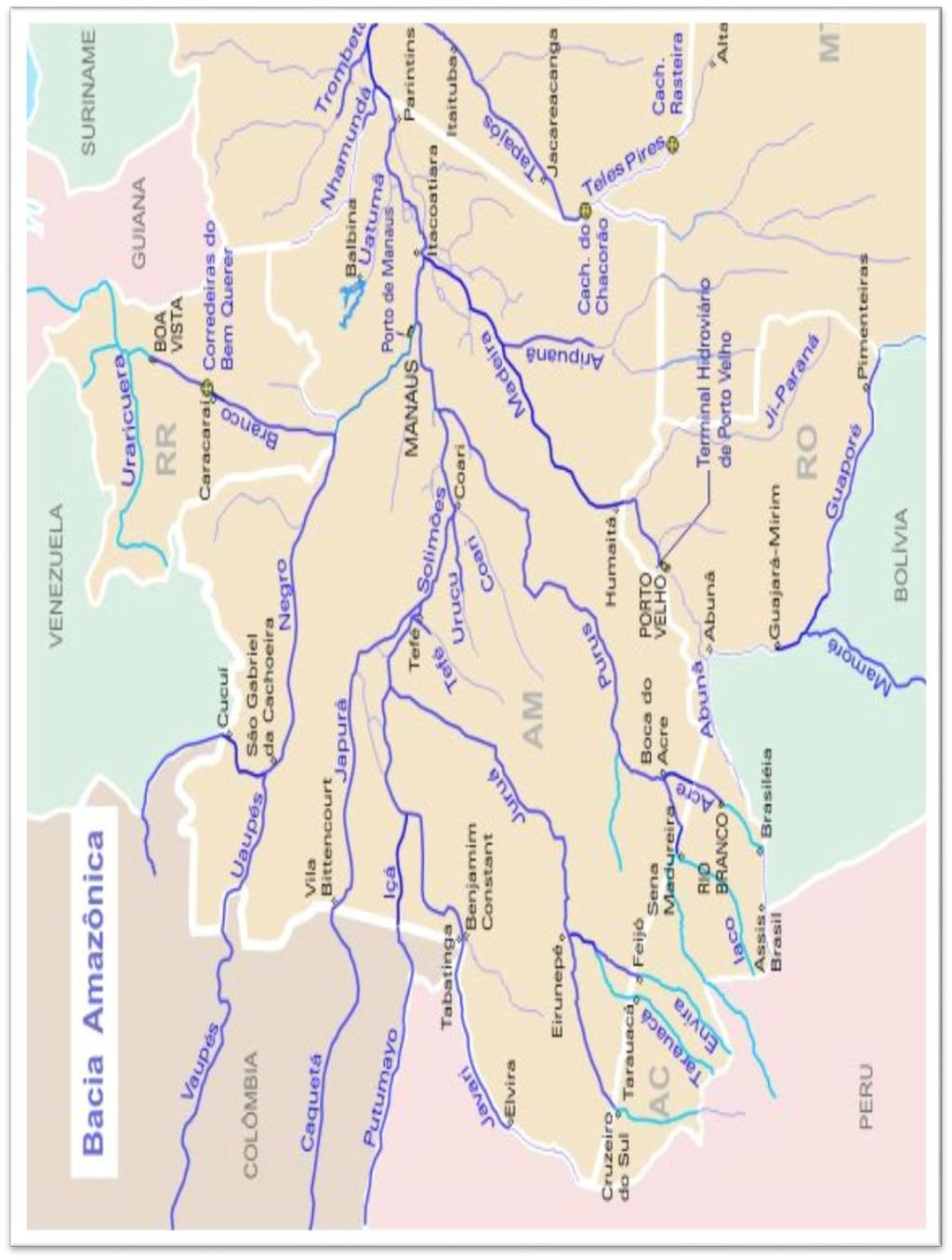 103 Figura 27 Mapa dos rios da Bacia Amazônica.
