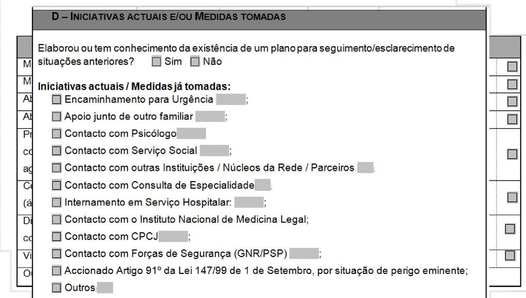 Ficha de sinalização NACJR Sinalização para o Nucleo de