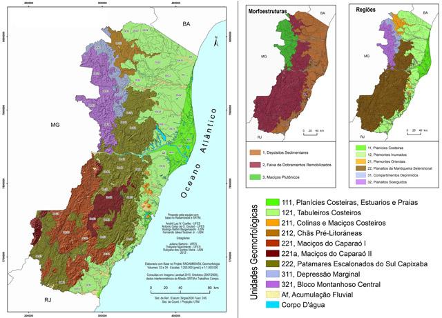 Figura 1 Mapa Síntese das Morfoestruturas, Regiões e Unidades