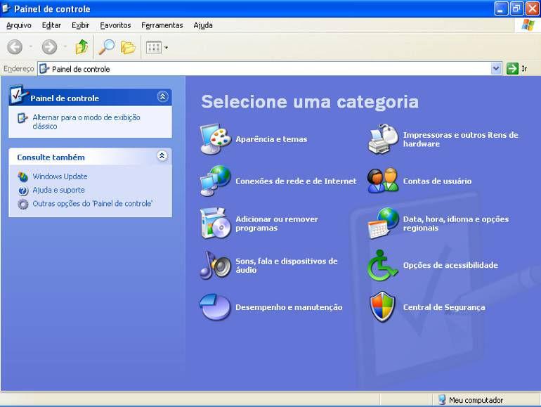 Paiinell de Conttrrolle Fornece opções para personalizar a aparência e funcionalidade do computador.